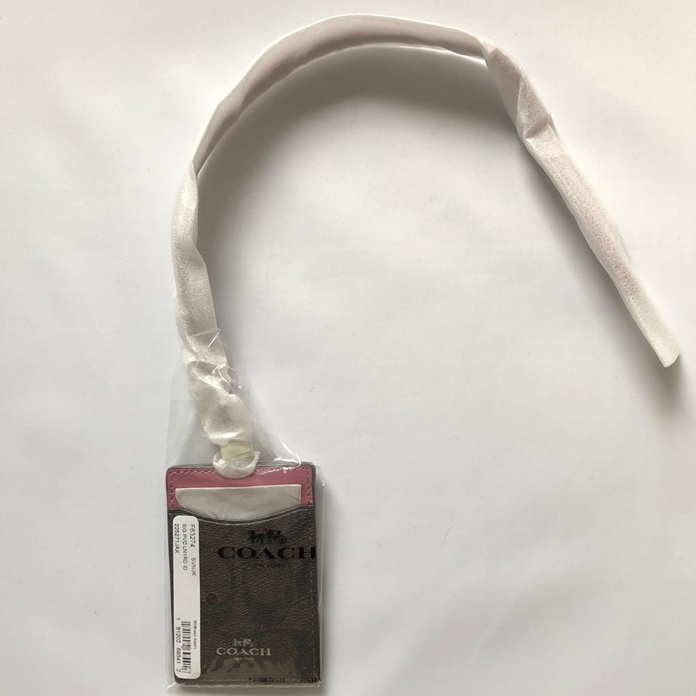 $39💋New Coach Brown/Azalea/Silver ID Holder - Picture 3 of 6